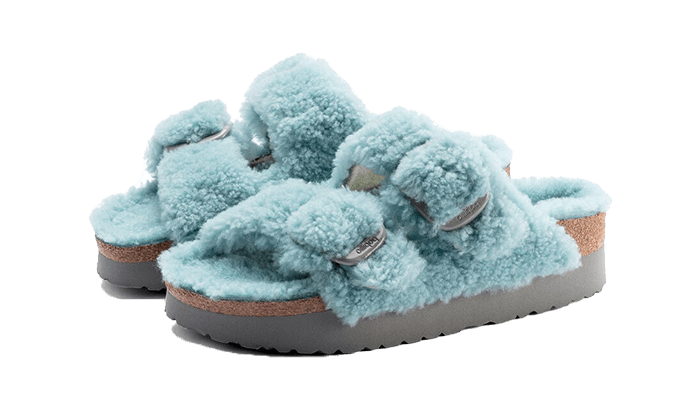 Arizona Big Buckle Shearling Teddy Faded Aqua